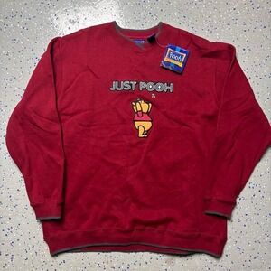 NWT Vintage Winnie the Pooh Sweatshirt Just Pooh Red Graphic Pullover Size M